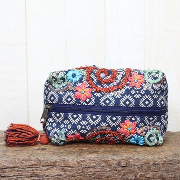 Embroidered Origami Make-Up Bag - Picture 2 of 5